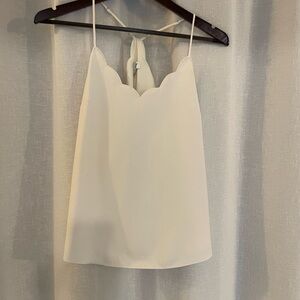 Ivory Scallop Trim Halter Cami